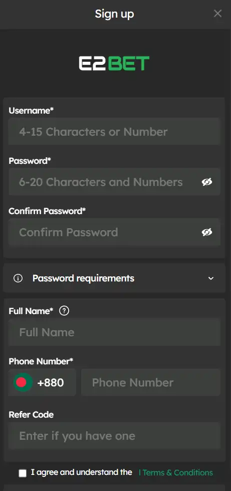e2bet register